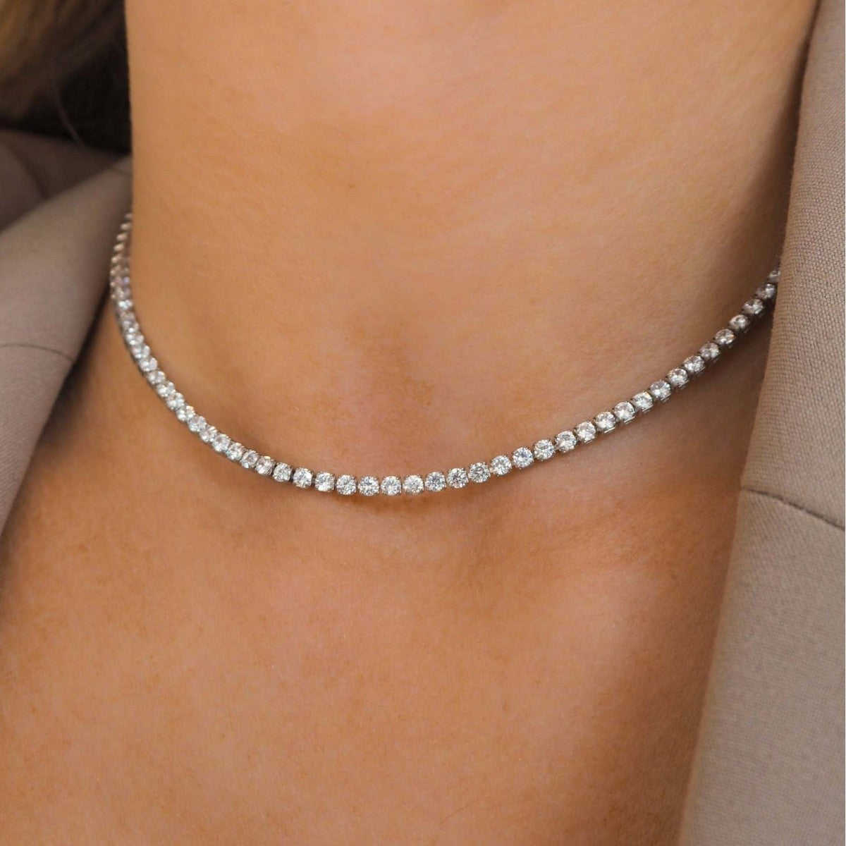 Collar de circonitas simple de moda para mujer, colgante geométrico de acero inoxidable
