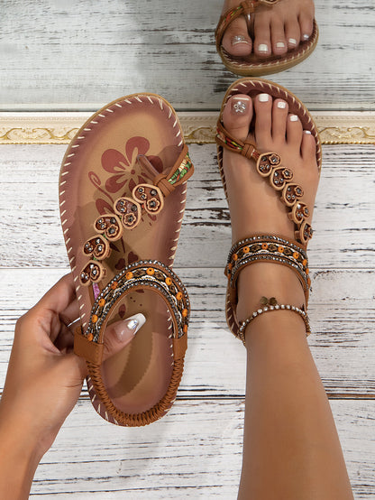 Plus Size Bohemian Beach Flat Sandals
