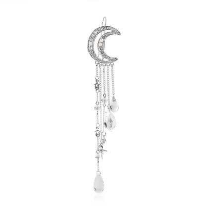 Fashion Moon Tassel Rhinestone Headwear