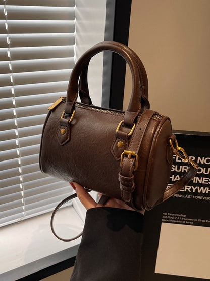 Women Round Boston Design Retro Handbag