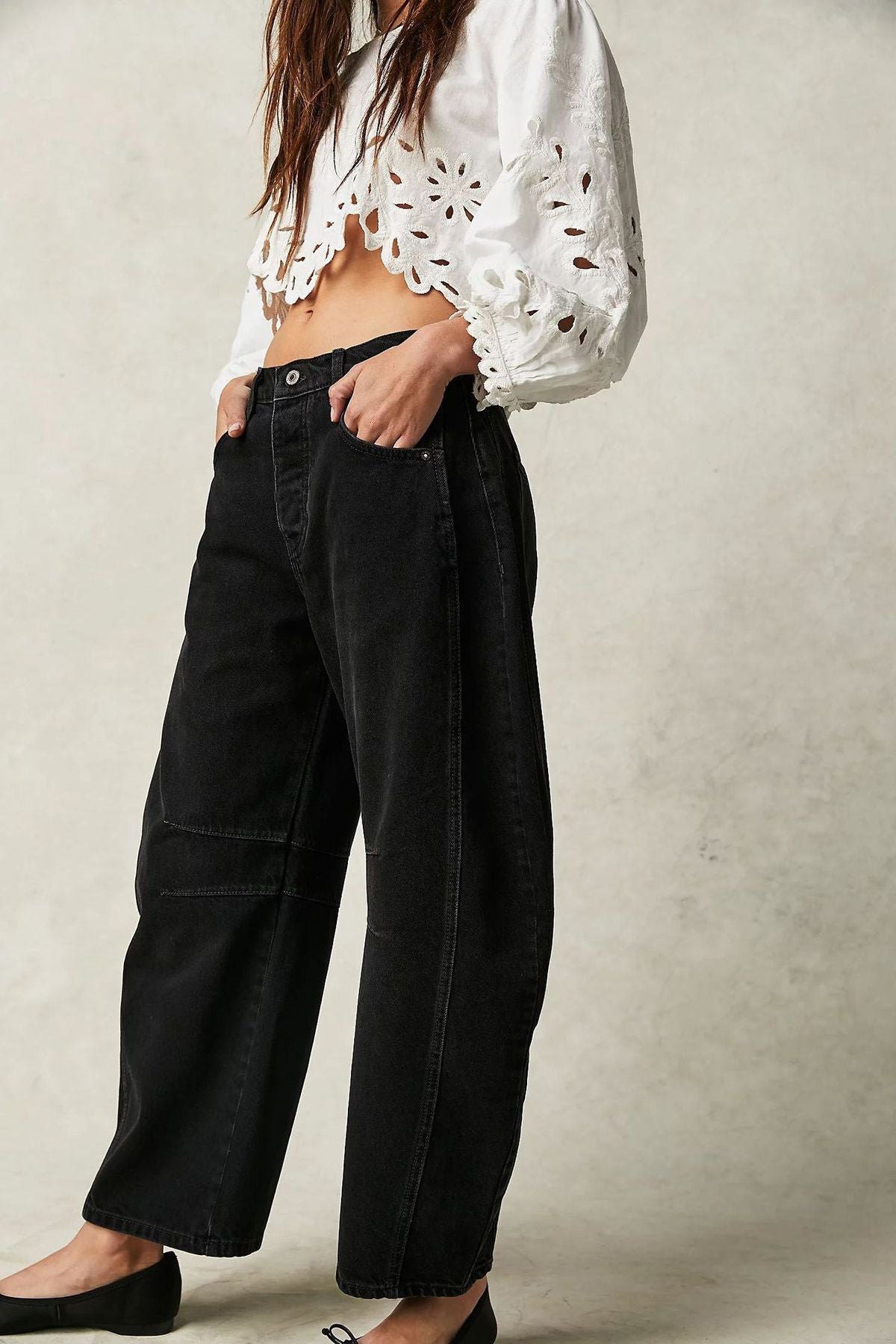 Pantalones vaqueros holgados informales de algodón y poliéster con estilo para mujer