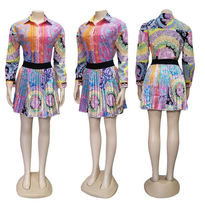 Conjunto de blusa con estampado geométrico informal de moda para mujer