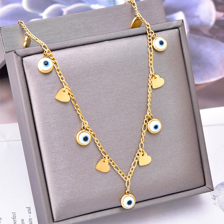 Collar redondo de palma de amor con ojo de diablo para mujer