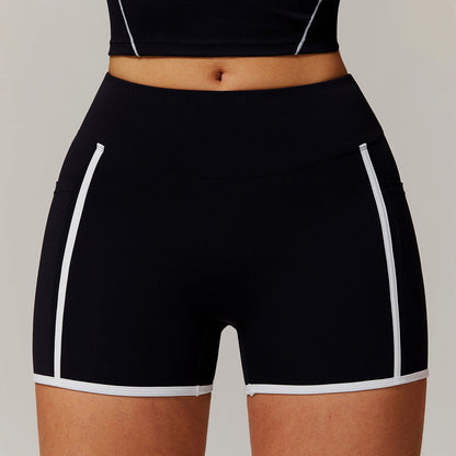 Short de sport de yoga à contraste de couleurs pour femmes