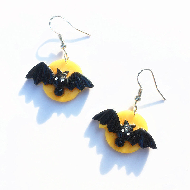 Pendientes colgantes de Halloween para mujer con murciélago, calabaza y zombi