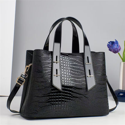 Sac à main décontracté de grande capacité pour femme, couleur unie, motif crocodile