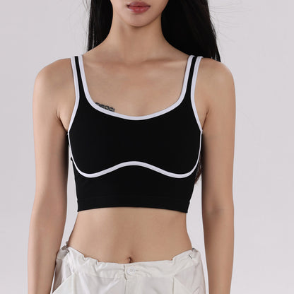 Women Fashion Sexy Contrast Color No Steel Ring Yoga Bra