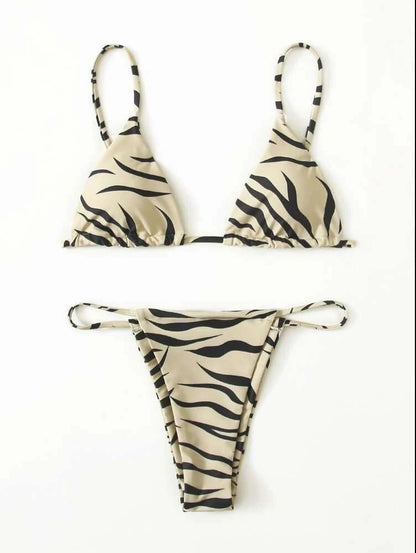 Ensemble de maillot de bain bikini sexy à rayures pour femme, mode été