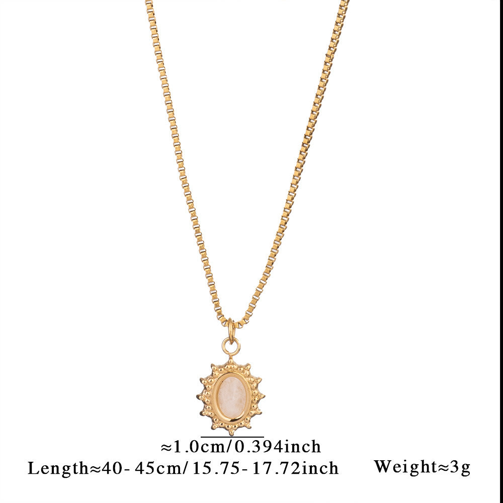 Collar sencillo de acero y titanio con piedras naturales y diseño de amor para mujer