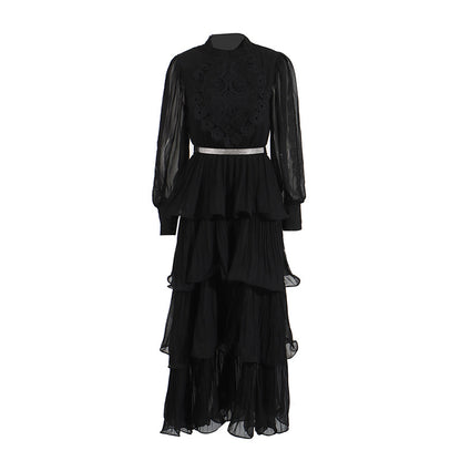 Vestido largo retro elegante de encaje bordado