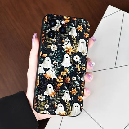 Women Cartoon Halloween Ghost Floral Phone Case TPU