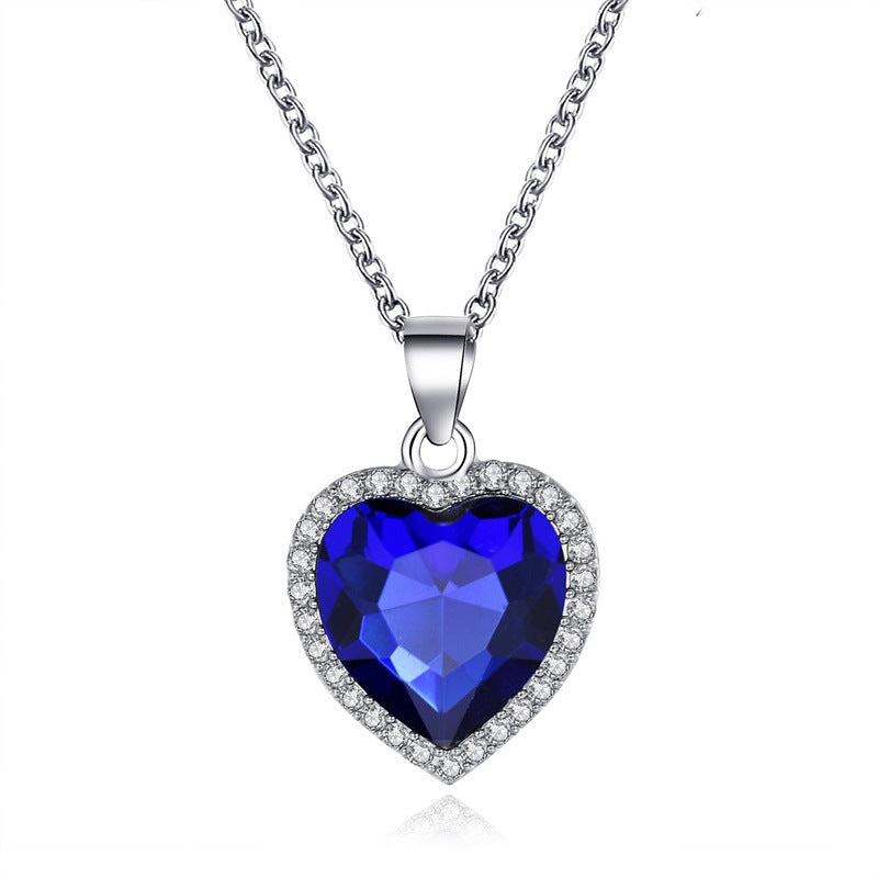 Collar con colgante de gota de agua con diamantes de imitación en forma de corazón para mujer, de aleación