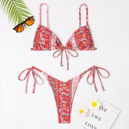 Summer Beach Vacation Women Bikini Tiny Flower Print