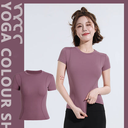 T-shirt de sport décontracté à col rond pour femme