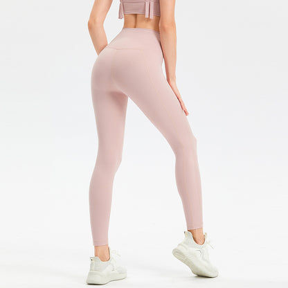 Leggings de sport taille haute de couleur unie pour femmes