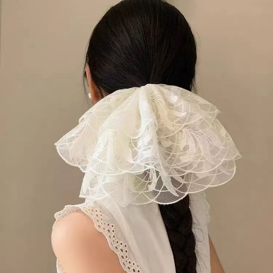 Grand chouchou en dentelle blanche - Accessoires cheveux Fashion OL