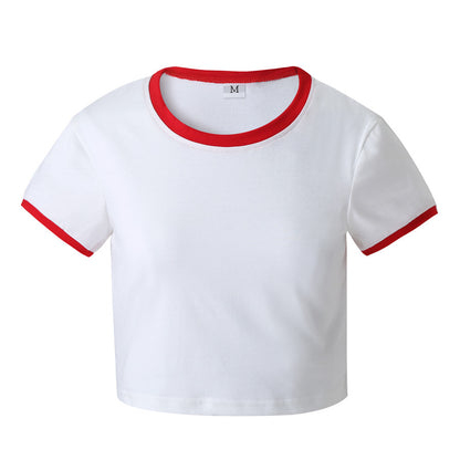 Camiseta informal de manga corta de mezcla de algodón para mujer