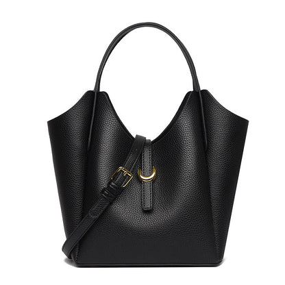 Sac à main décontracté en cuir à motif litchi de couleur unie pour femme