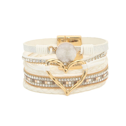 Bohemian Multi-Layer Leather Heart Bracelet