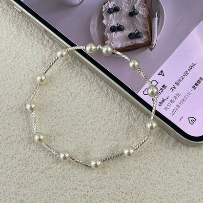 Simple Imitation Pearl S925 Sterling Silver Bracelet