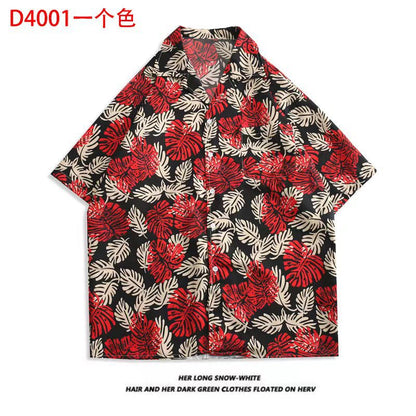 Camisa informal vintage con estampado floral hawaiano para hombre