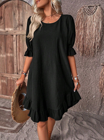 Vestido informal de lino y algodón de moda de verano para mujer