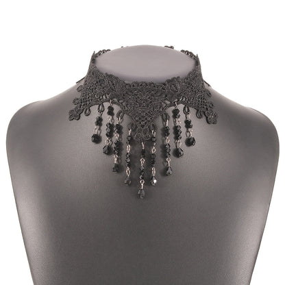 Gargantilla de encaje con colgante de cristal de Halloween a la moda para mujer