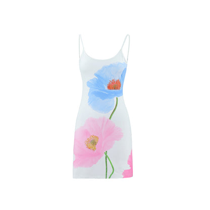 Vestido de tirantes finos con escote en U y espalda descubierta con estampado floral para mujer
