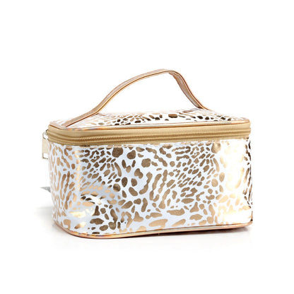 Bolsa de cosméticos impermeable con estampado de leopardo