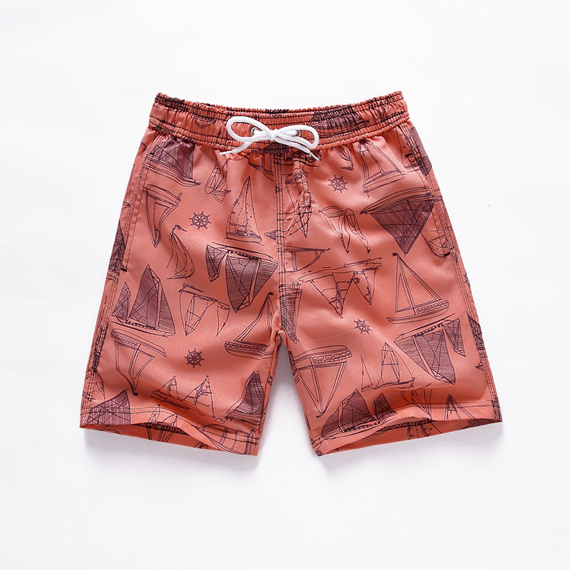 Boy's Casual Printed Loose Beach Swim Trunks