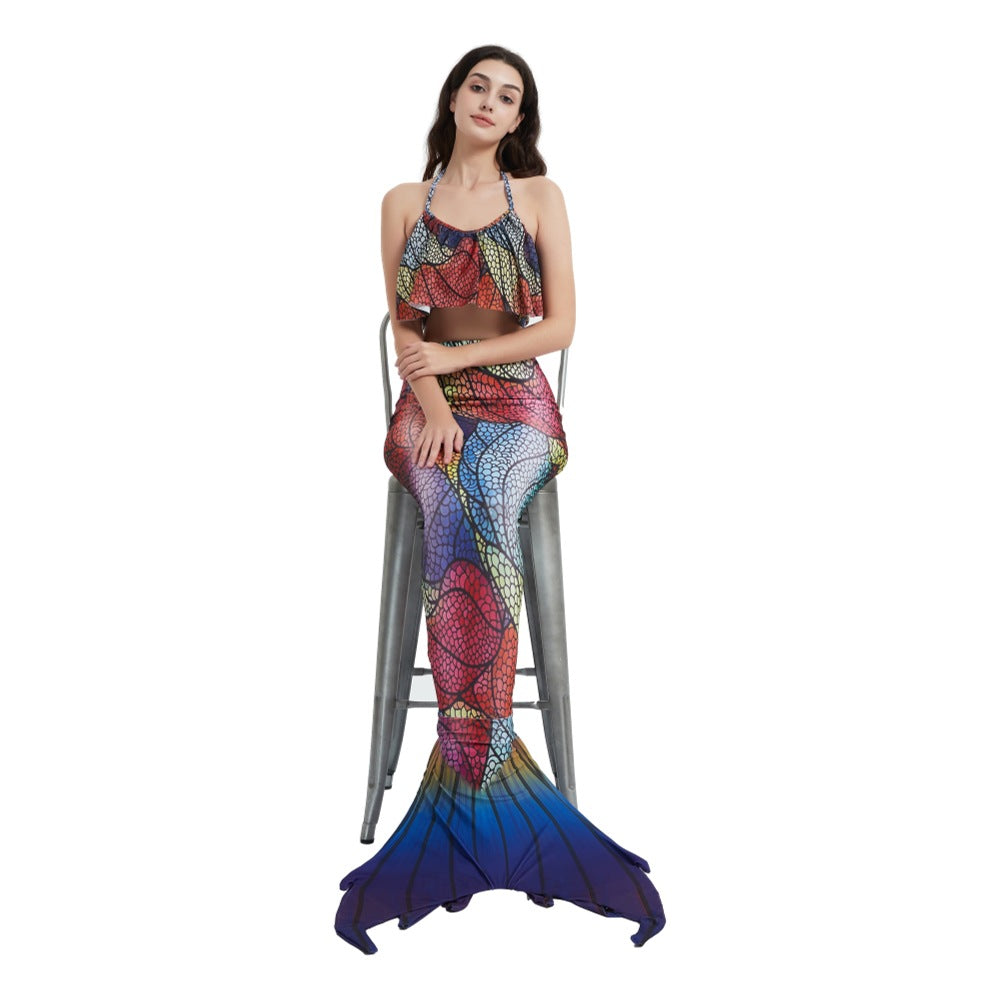 Women Cartoon Mermaid Strapless Fish Tail Cosplay Costume