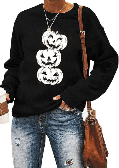 Sudadera con estampado de calabaza fantasma de Halloween para mujer