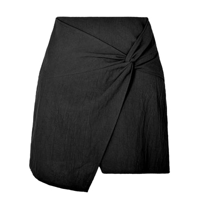 Falda irregular de cintura alta de color sólido de moda para mujer