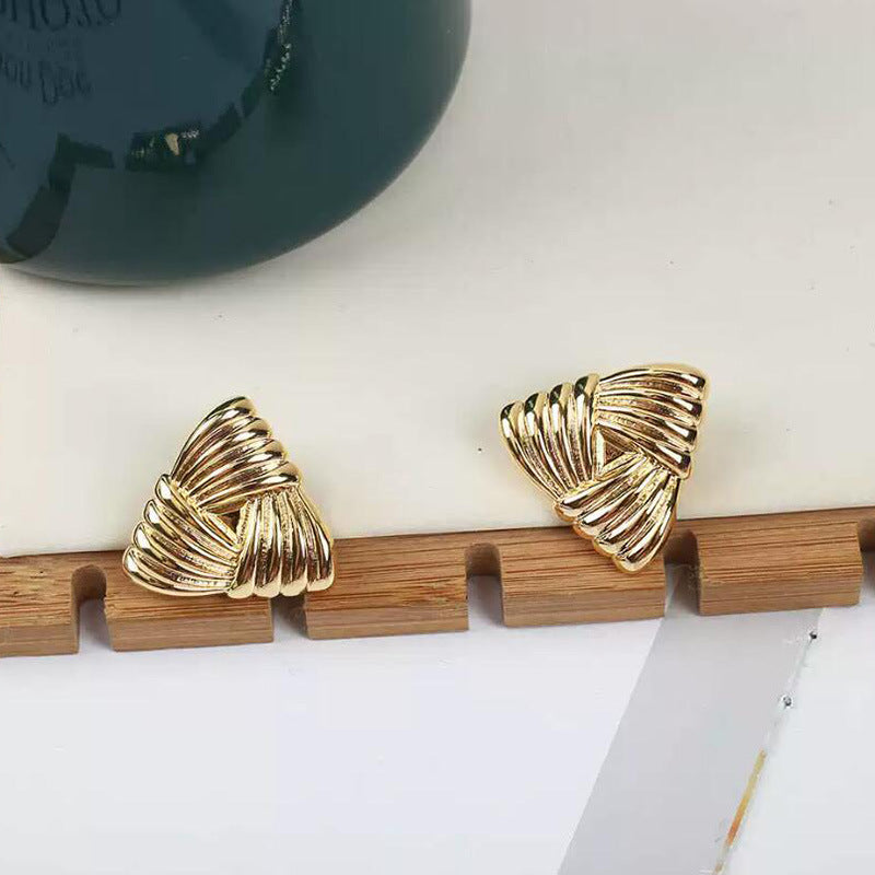 Women Fashion Retro Ruffled Triangle Earrings