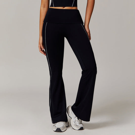 Pantalon évasé contrasté pour femme avec coutures de yoga