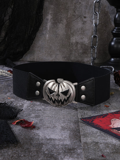 Ceinture à boucle en alliage avec tête de citrouille d'Halloween pour femme