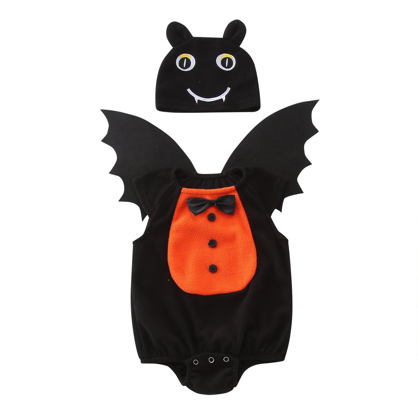 Kids Baby Girls Boys Halloween Colorblock Bat Wings Romper