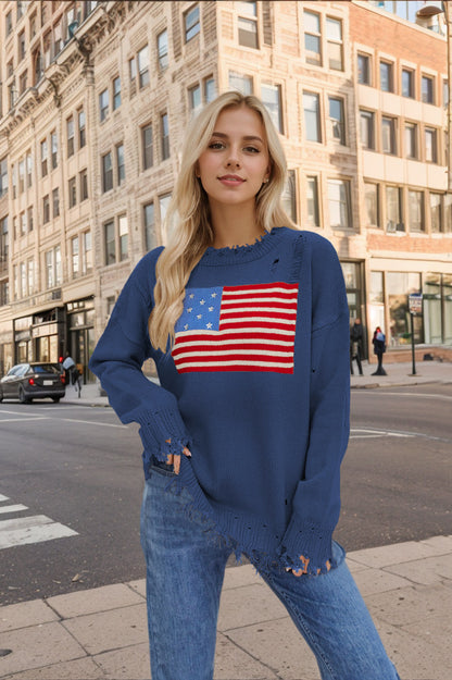 Women Fashion Casual Independence Day Long-Sleeve Sweater