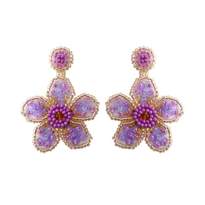 Boucles d'oreilles bohèmes en perles florales pour femmes