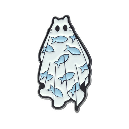 Gothic White Funny Ghost Brooch Halloween Pumpkin Metal Badge