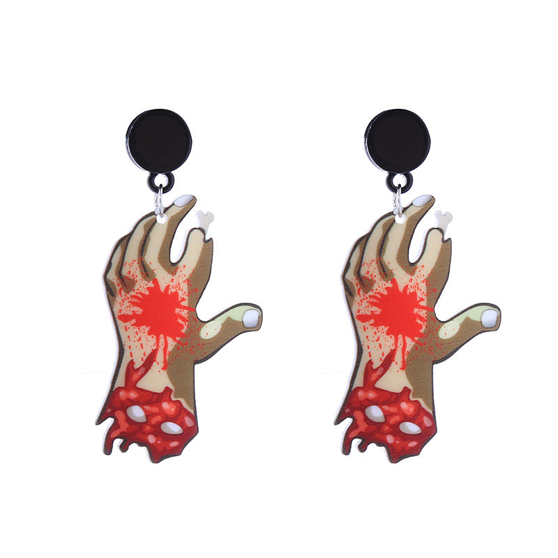 Halloween Women Funny Horror Ghost Bloodstain Acrylic Earrings