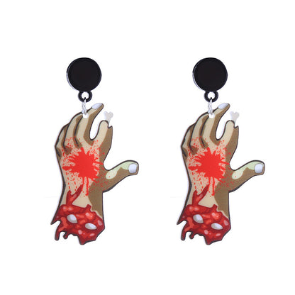 Halloween Women Funny Horror Ghost Bloodstain Acrylic Earrings