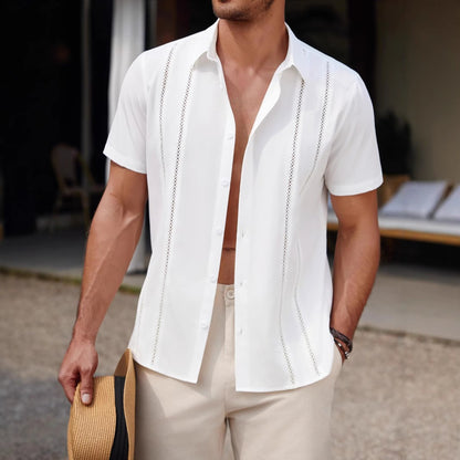 Men's Fashion Casual Solid Color Short-Sleeve Shirt
