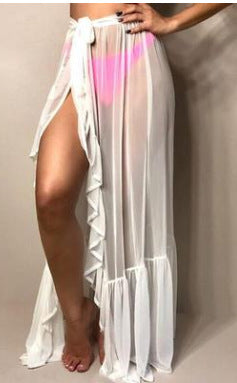 Mesh Skirt Beach Coverup in Chiffon Fabric