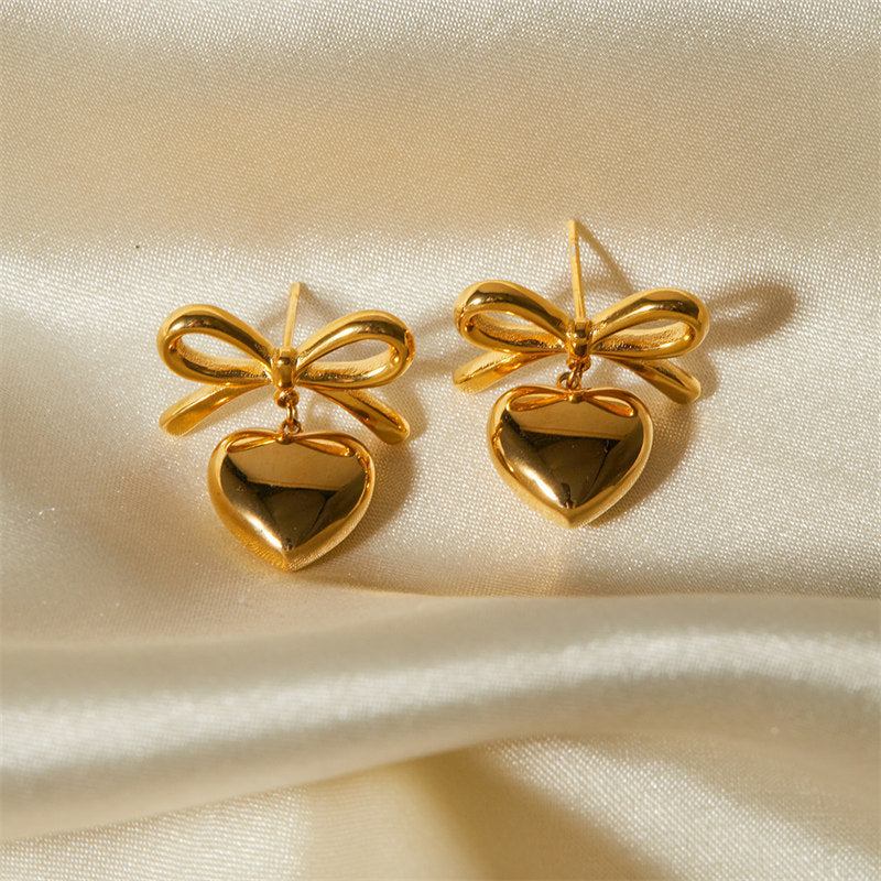 Elegant Love Pendant Earrings in Titanium Steel
