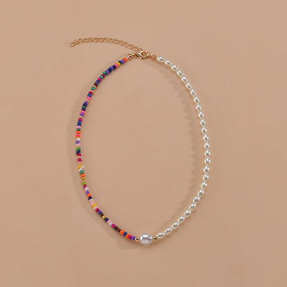 Collar de perlas multicolor bohemio