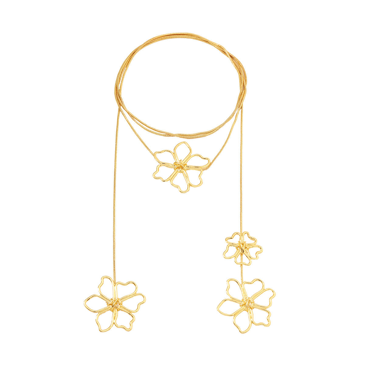 Women Fashion Creative Long Metal Alloy Flower Necklace