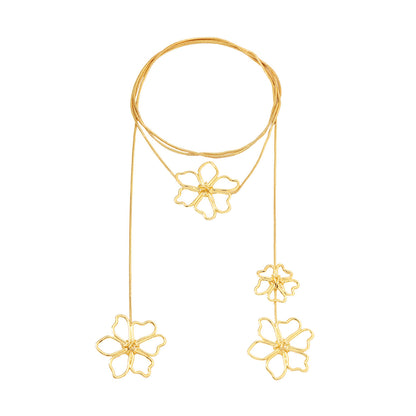Women Fashion Creative Long Metal Alloy Flower Necklace