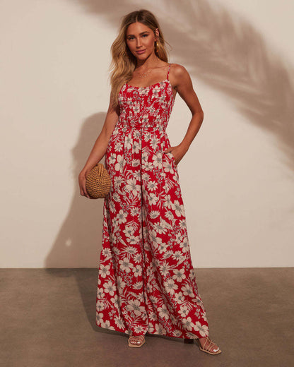 Combinaison à imprimé floral pour femme, mode vacances