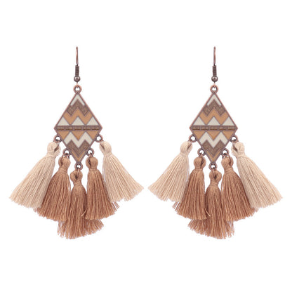 Boucles d'oreilles à pompons créatives de style ethnique bohème rétro
